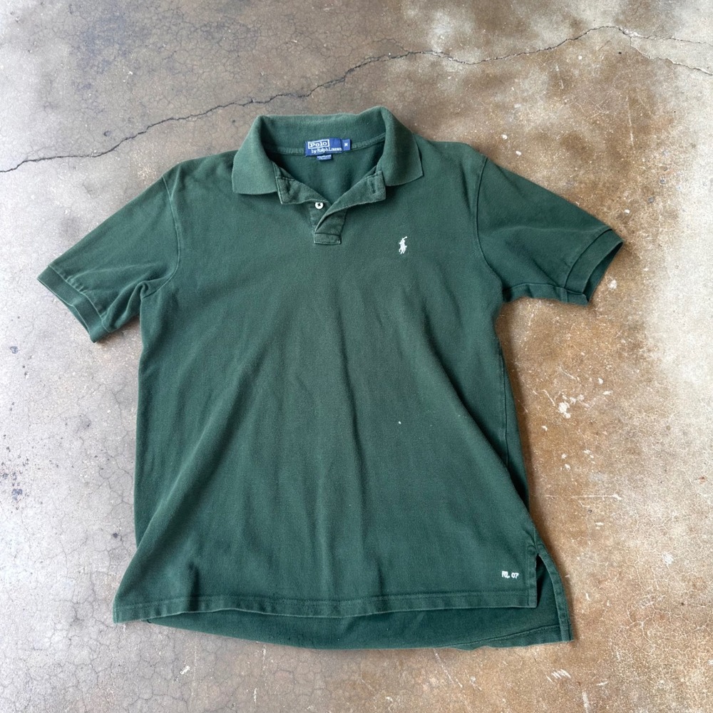 Polo Ralph Lauren Polo Shirt Mens M Green Good Short Sleeve Pique RL 07 Pony